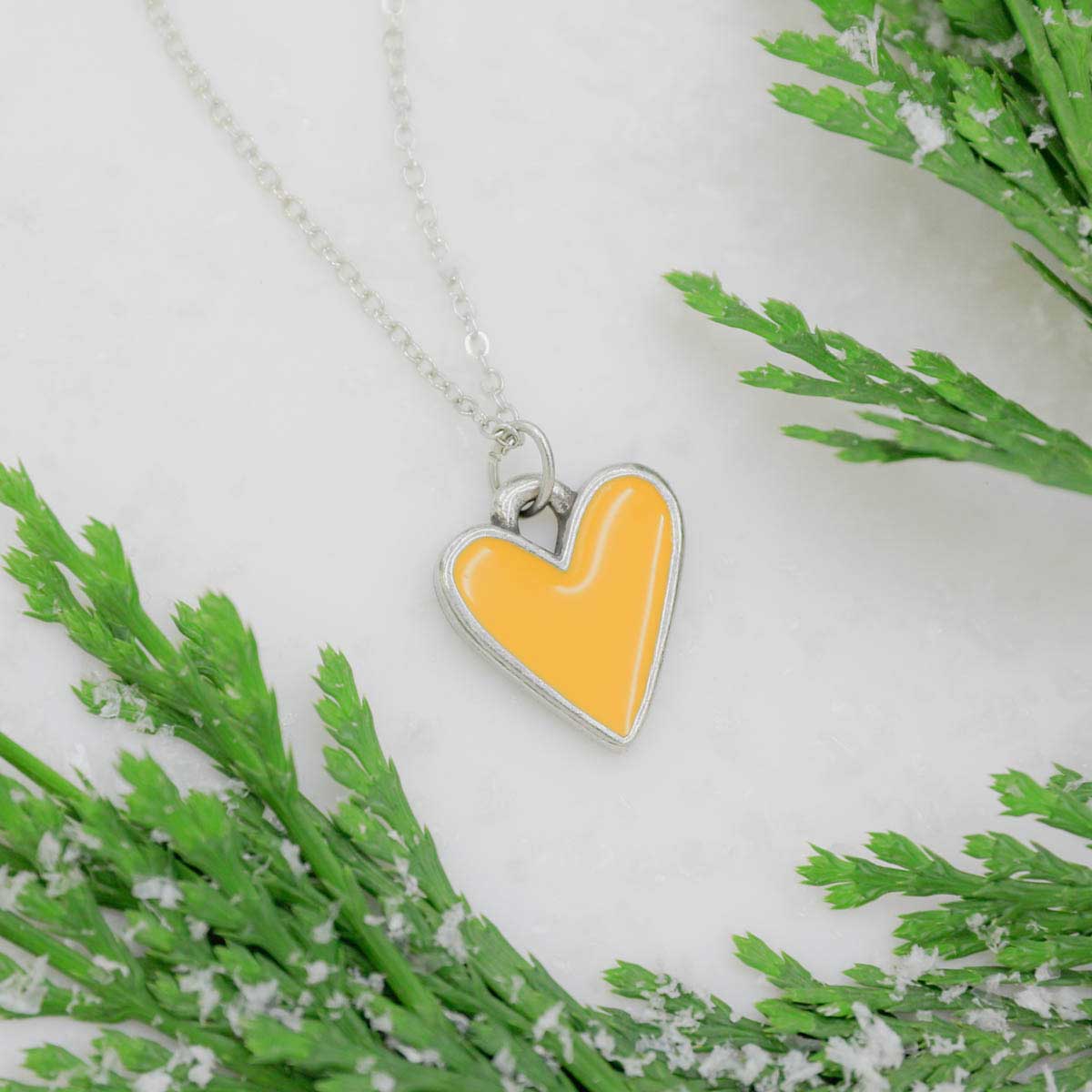 Brave Love heart necklace handcrafted in pewter with choice of color epoxy