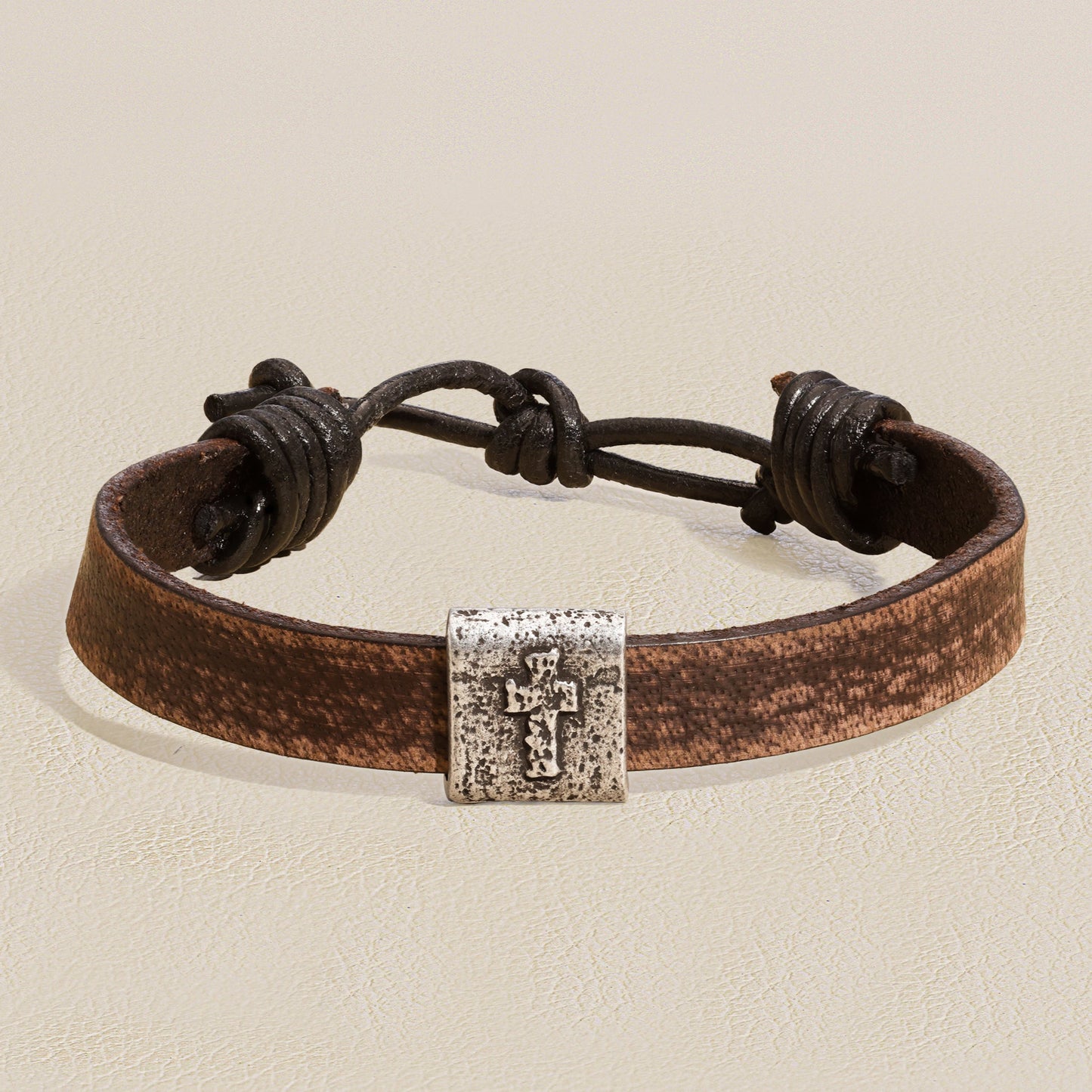Equitable Leather Cross Bracelet (Brown)
