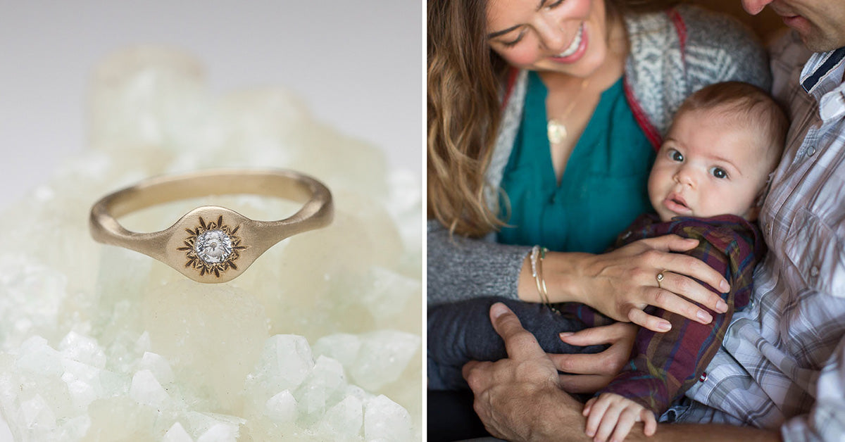 Sunburst Stacking Ring (9K Solid Gold)