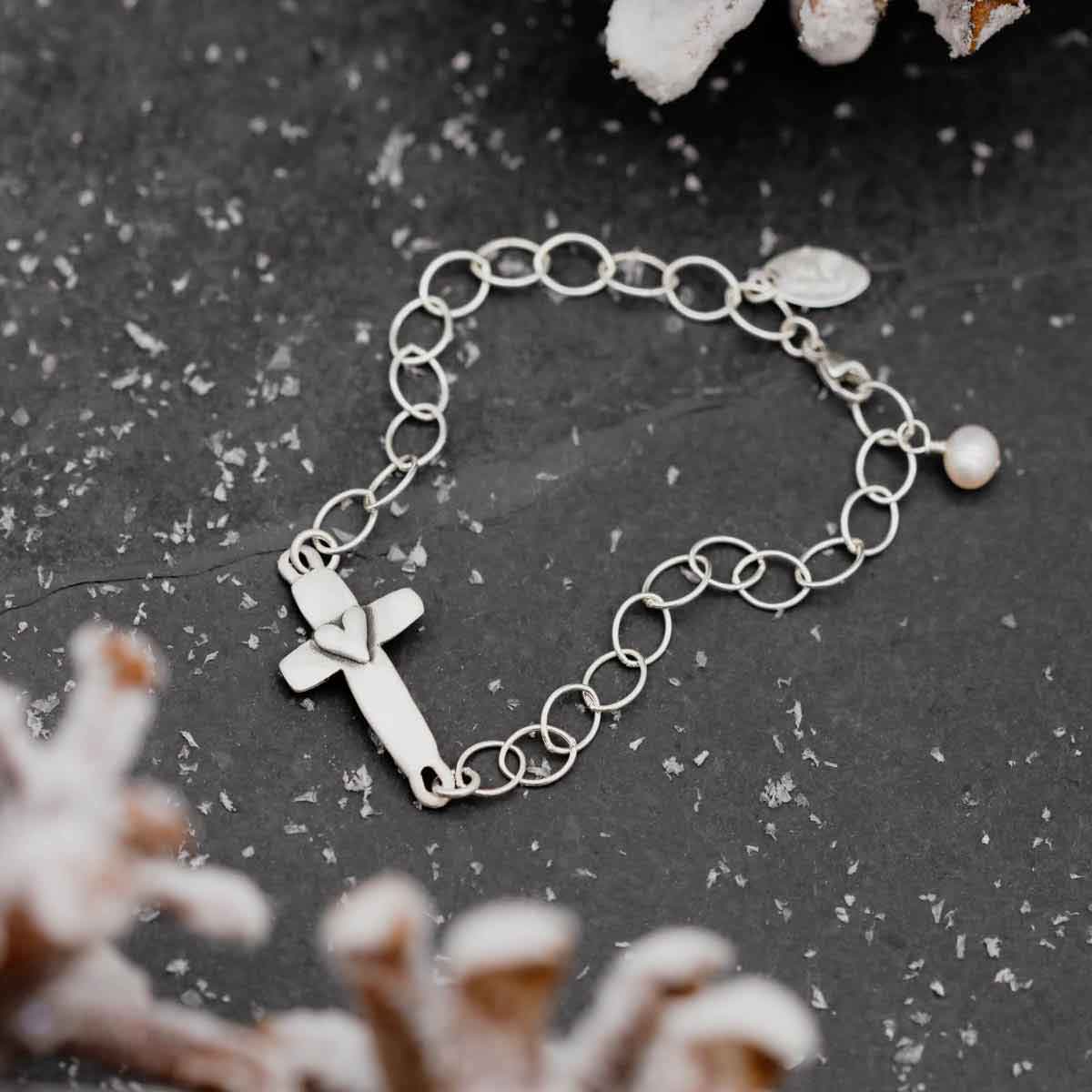 sterling silver cross of faith bracelet