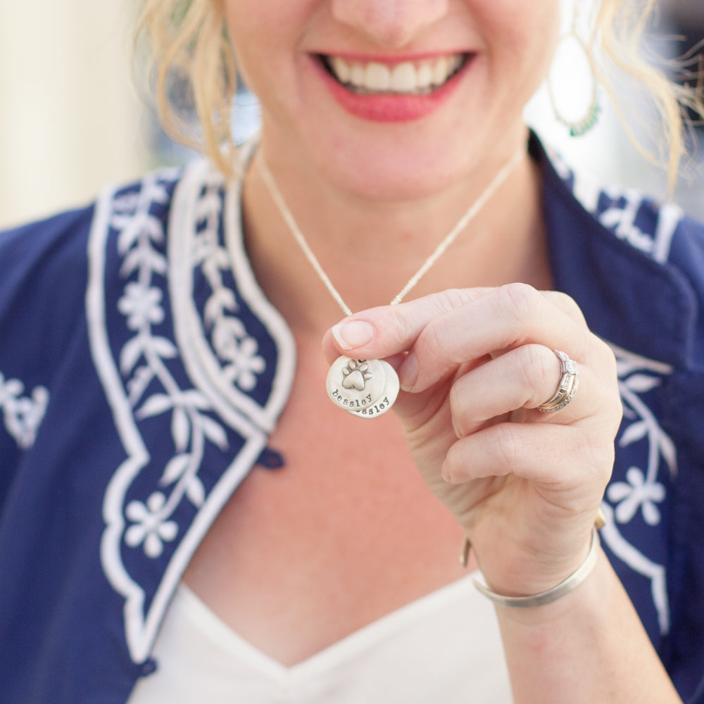 Furry Footprint Necklace (Pewter)