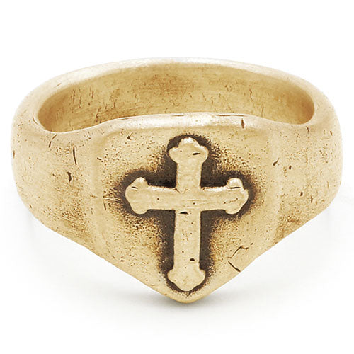 Faith Hope & Love Cross Signet Ring (9K Solid Gold)