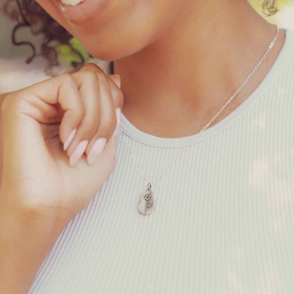 February Birth Flower Necklace (Pewter)