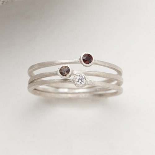 Dainty Finespun Birthstone Ring Trio (Sterling Silver)