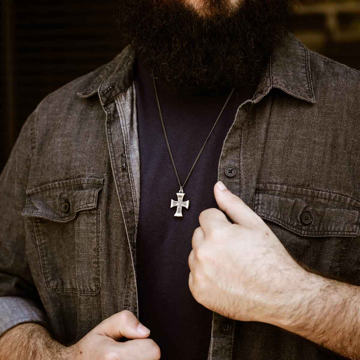 Flourish Cross Necklace (Sterling Silver)