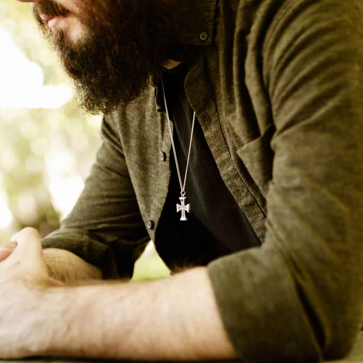 Flourish Cross Necklace (Sterling Silver)