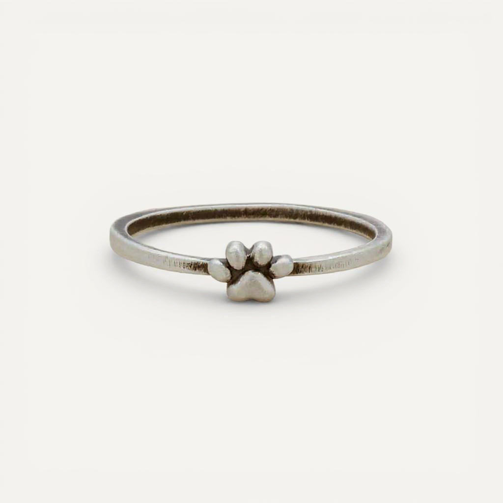 Furry Footprint Dainty Ring (Sterling Silver)