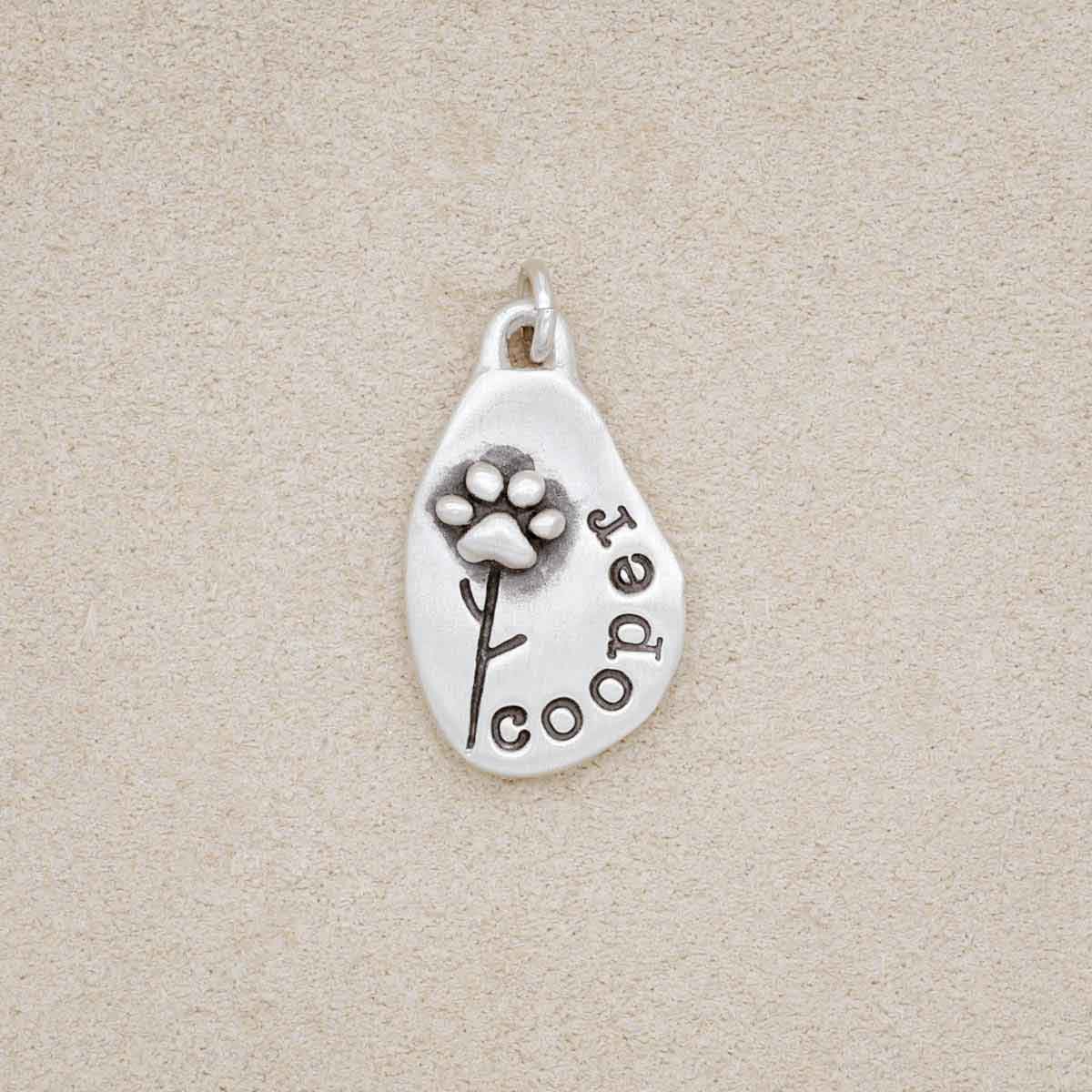 Furry Footprint Flower Charm (Sterling Silver)