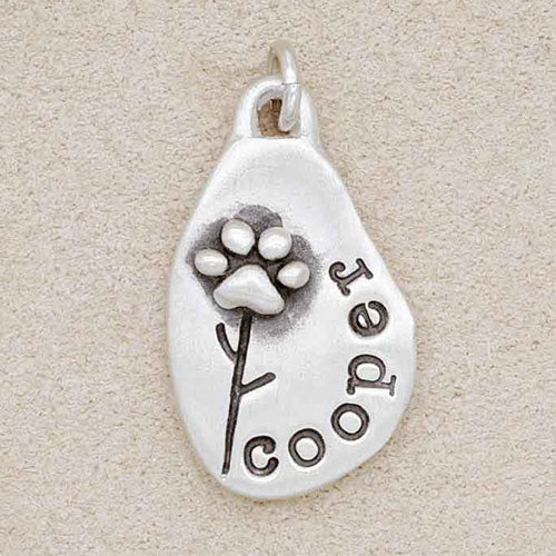 Furry Footprint Flower Charm (Sterling Silver)