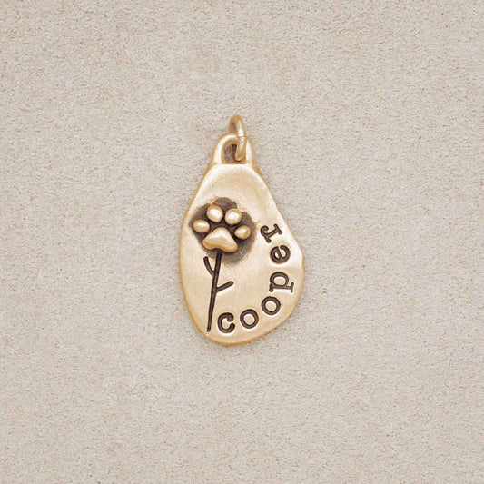 Furry Footprint Flower Charm (14K Solid Gold)