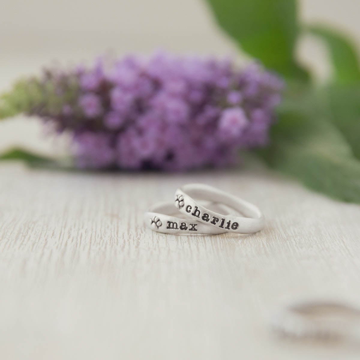 Furry Footprint Stacking Ring (Sterling Silver)