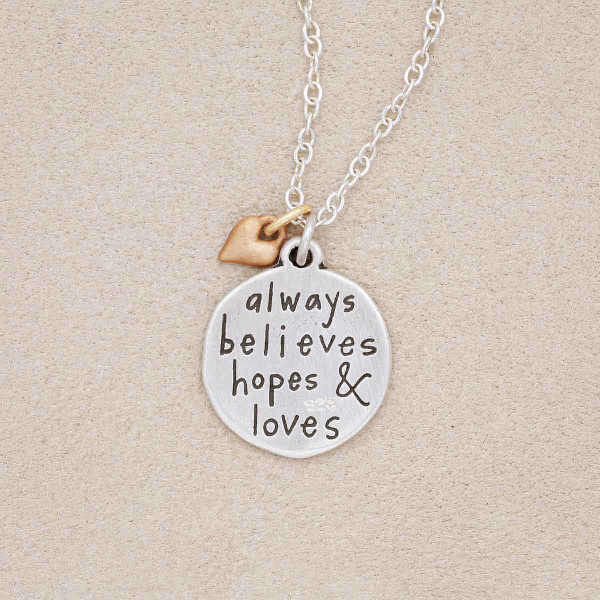 Heart To Heart Mom Necklace (Sterling Silver & Brass)