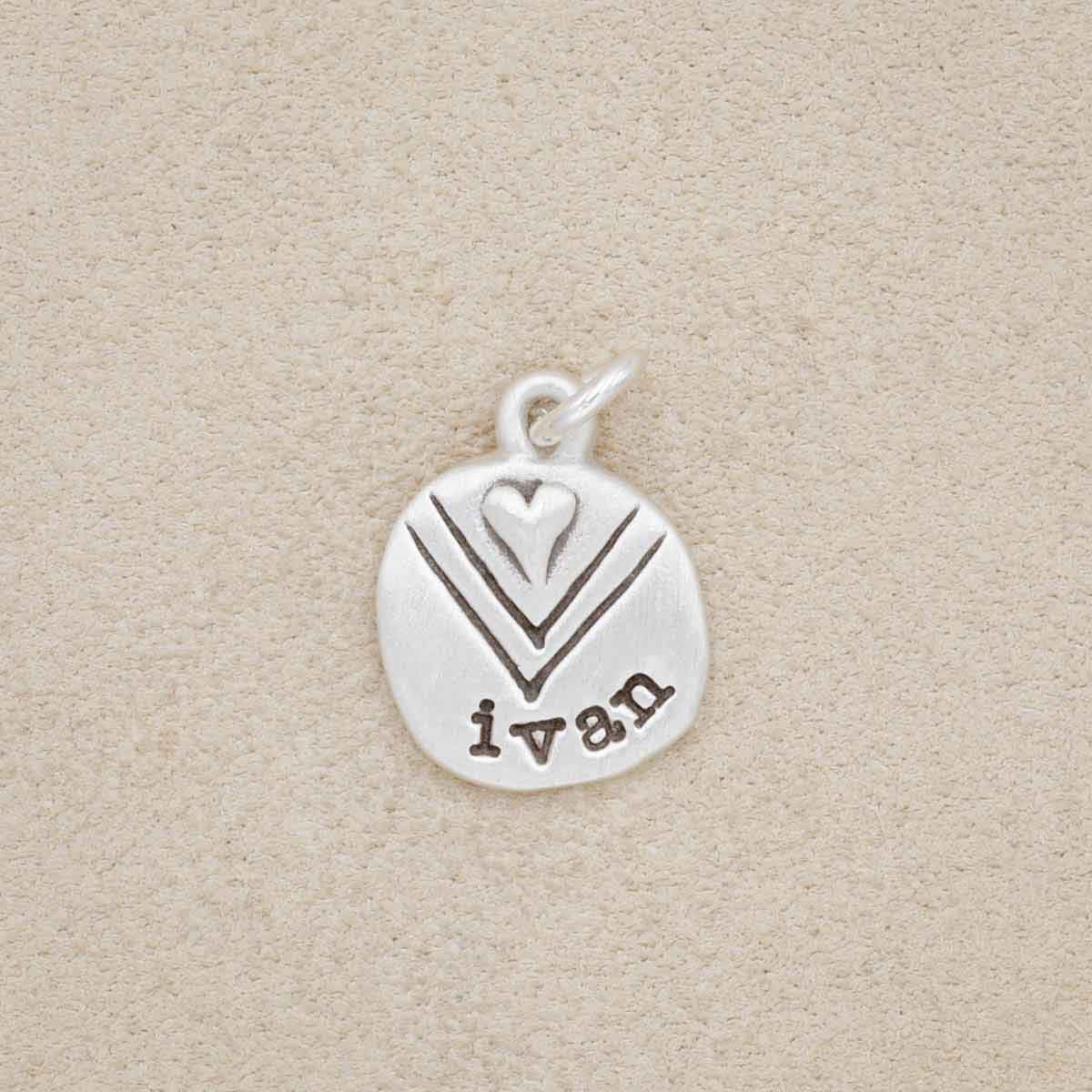 Heart with Chevron Charm (Sterling Silver)