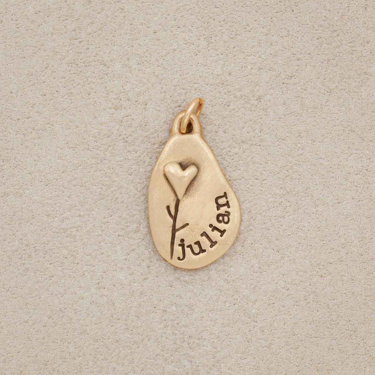 Heart with Flower Charm (Gold Plated)