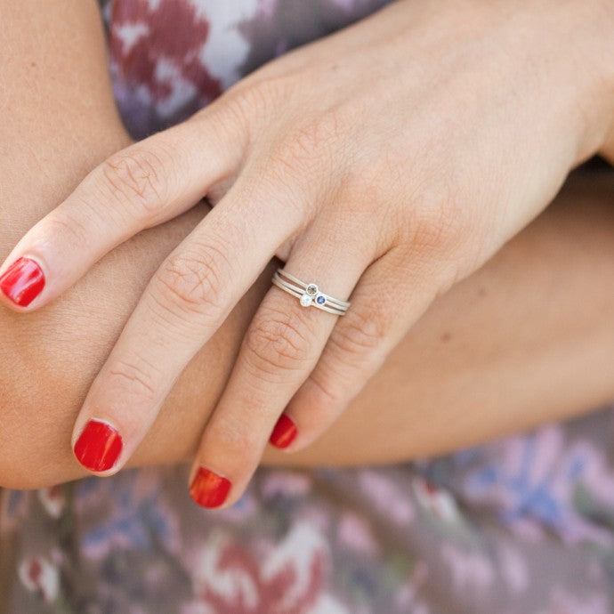 Dainty Finespun Birthstone Ring (Sterling Silver)