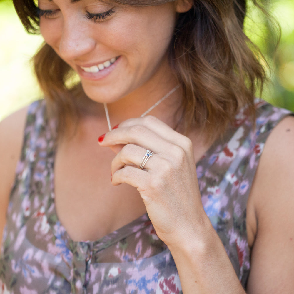 Dainty Finespun Birthstone Ring Trio (Sterling Silver)