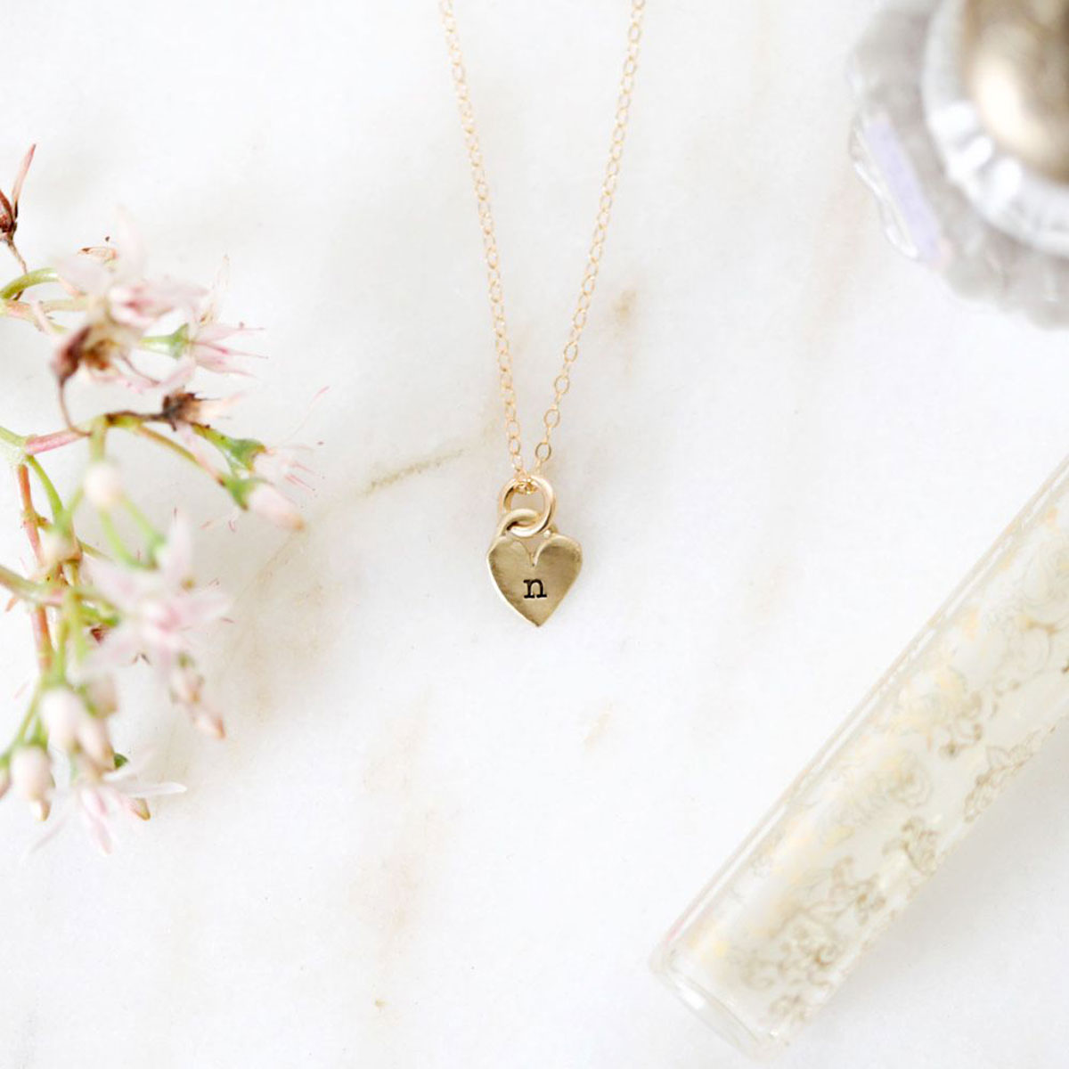 Cherished Hearts Initials Necklace (14K Solid Gold)