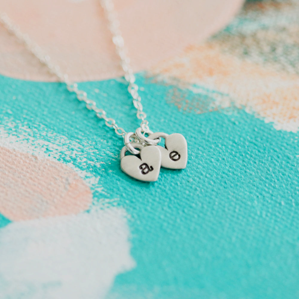 Cherished Hearts Initials Necklace (Sterling Silver)