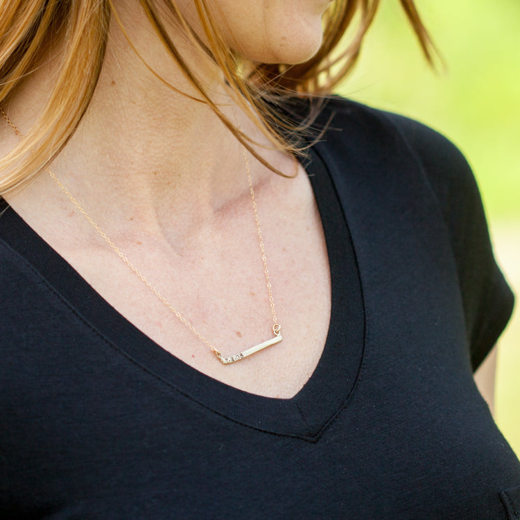 Personalized Cross Bar Necklace (9K Solid Gold)