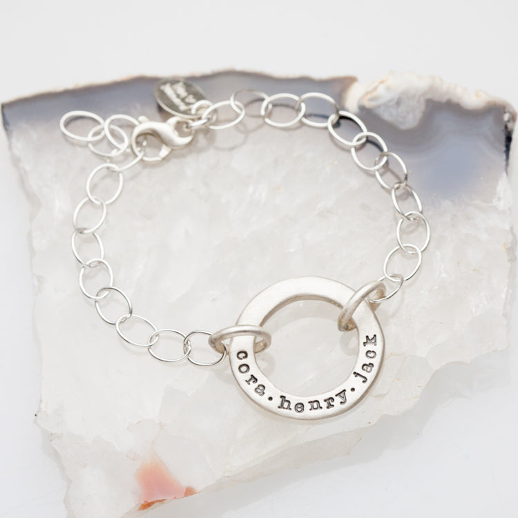 Open Circle Pearl Bracelet (Sterling Silver)