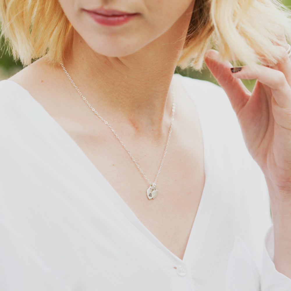 Cherished Hearts Initials Necklace (Sterling Silver)