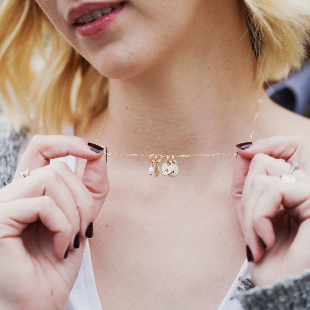 Wild About You Initials Necklace (14K Solid Gold)