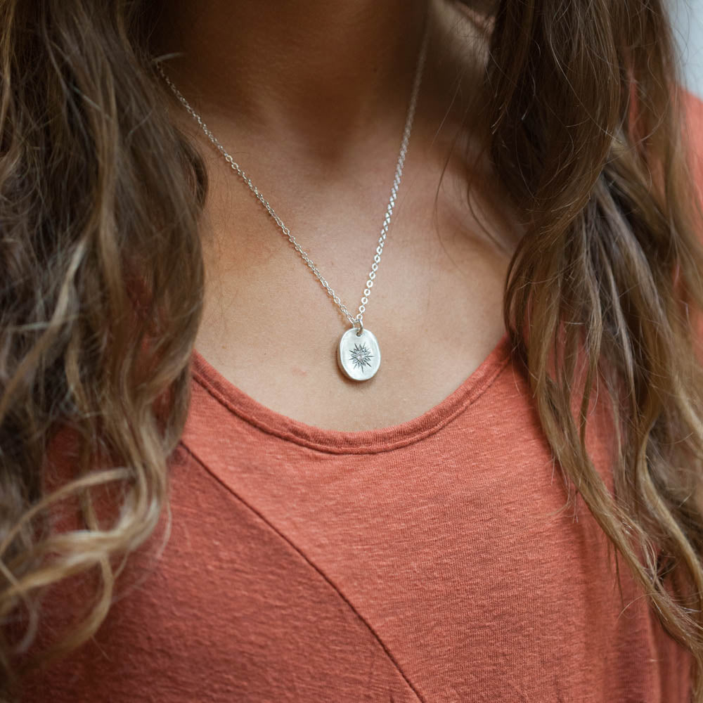 Sunburst Diamond Necklace (Sterling Silver)
