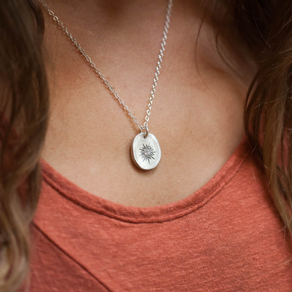 Sunburst Diamond Necklace (Sterling Silver)