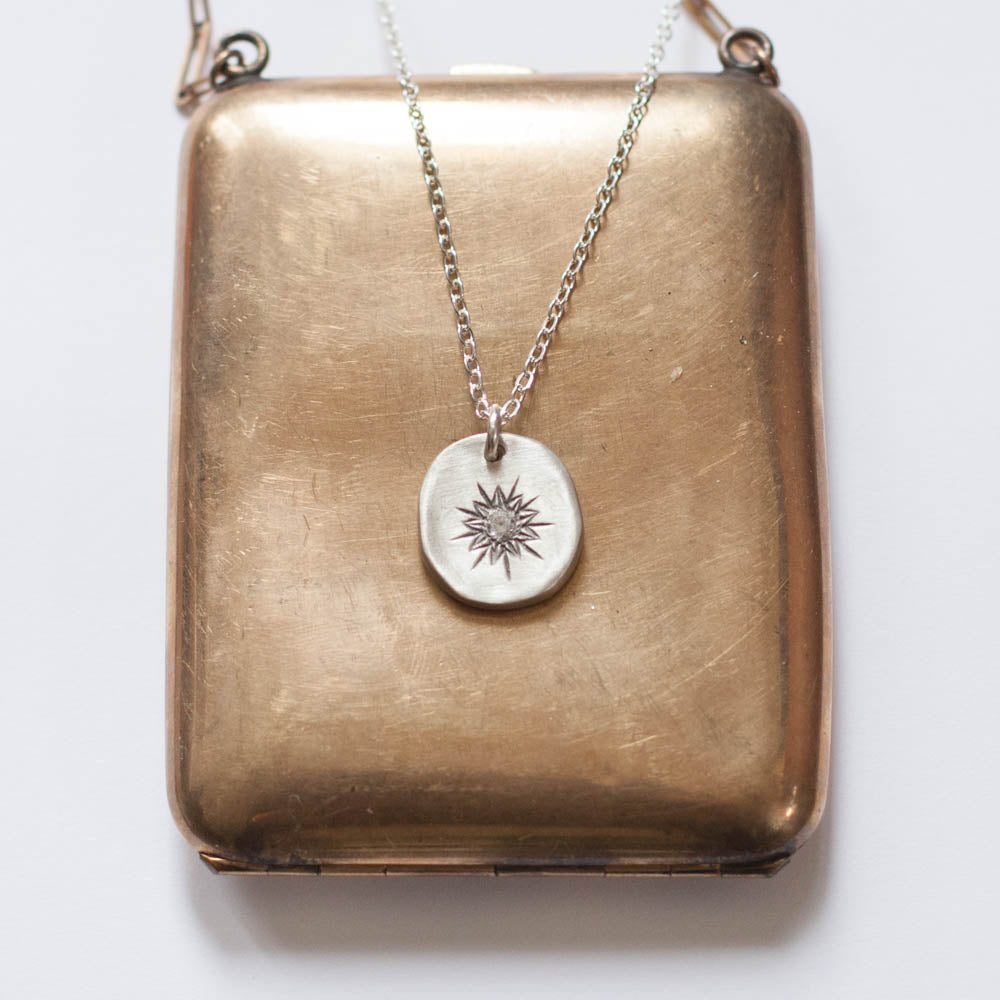 Sunburst Diamond Necklace (Sterling Silver)