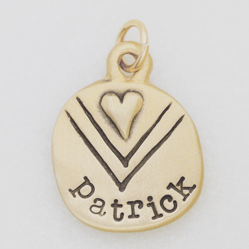 Heart with Chevron Charm (Gold Plated)