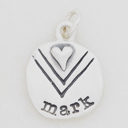 Heart with Chevron Charm (Sterling Silver)