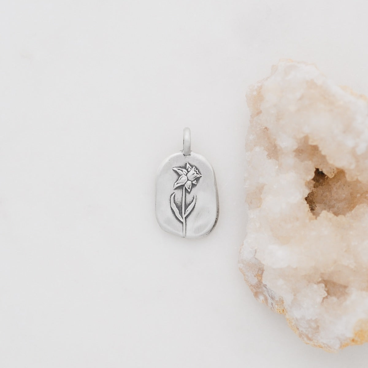 March Birth Flower Charm (Sterling Silver)