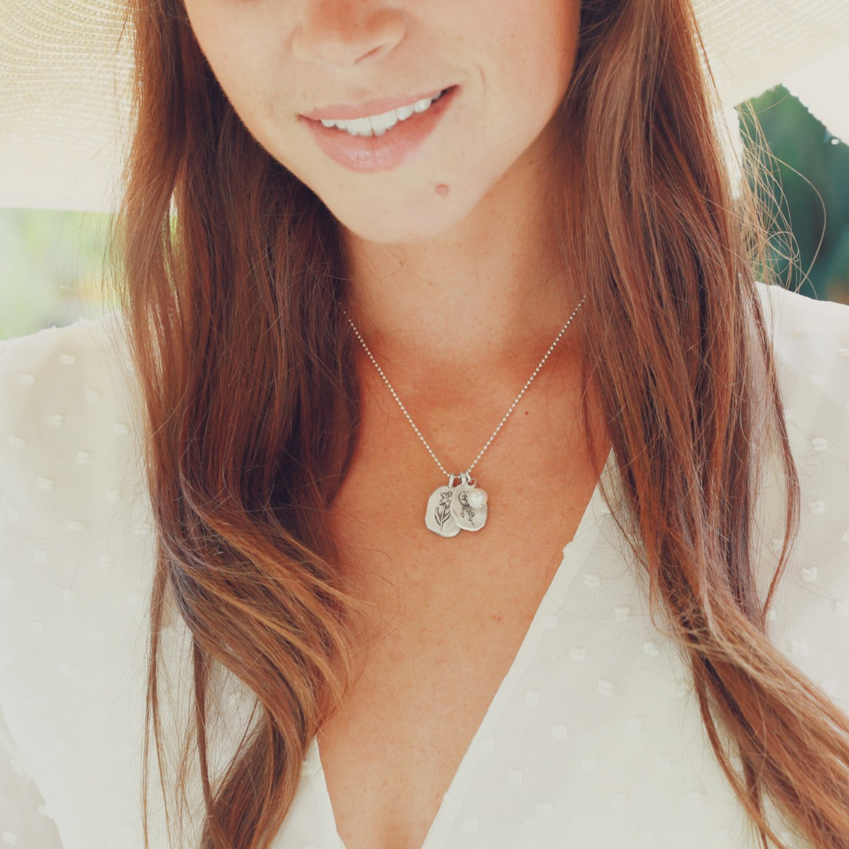 Birth Flower Necklace (Sterling Silver)