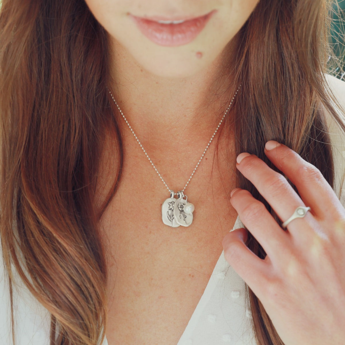 Birth Flower Necklace (Sterling Silver)