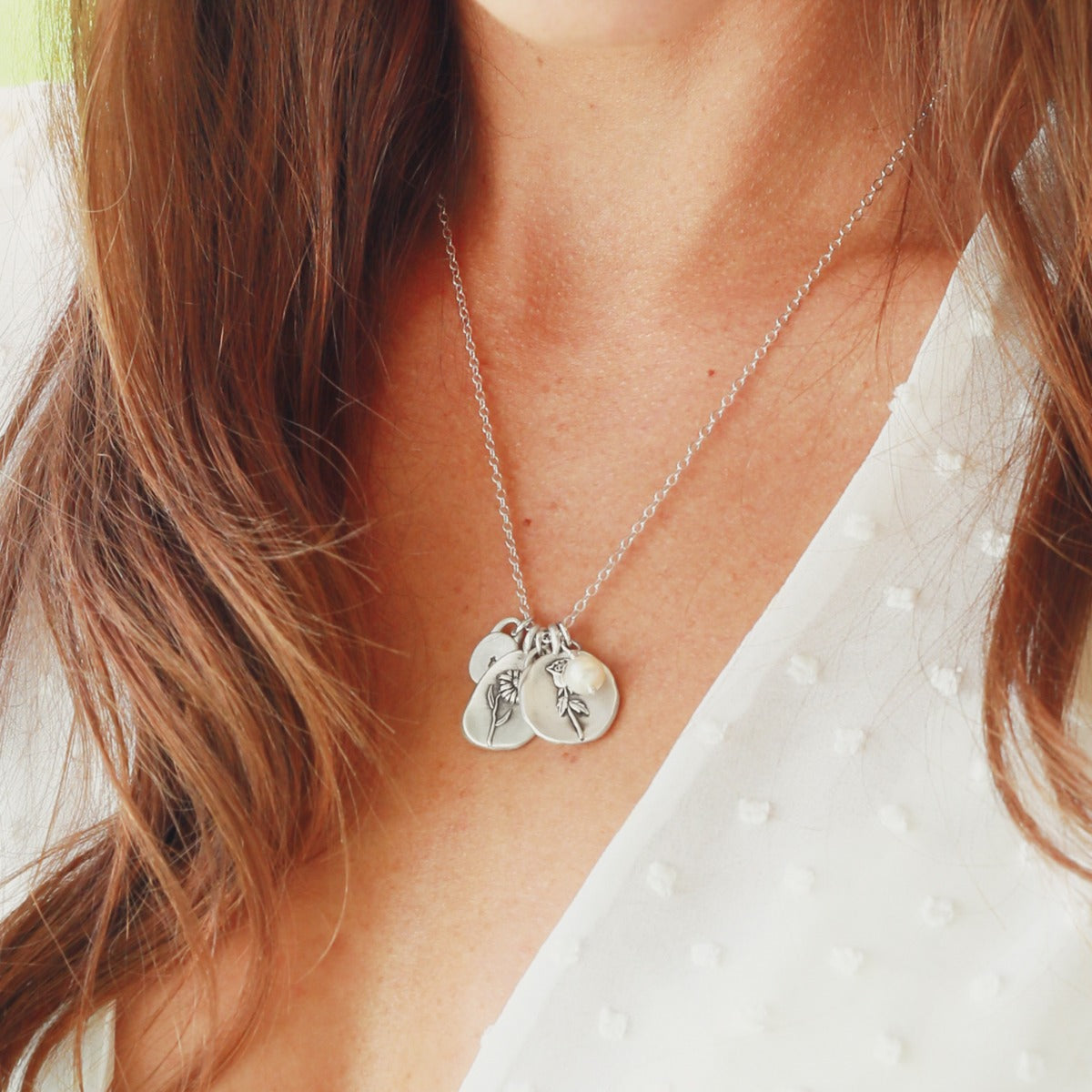 June Birth Flower Necklace (Sterling Silver)