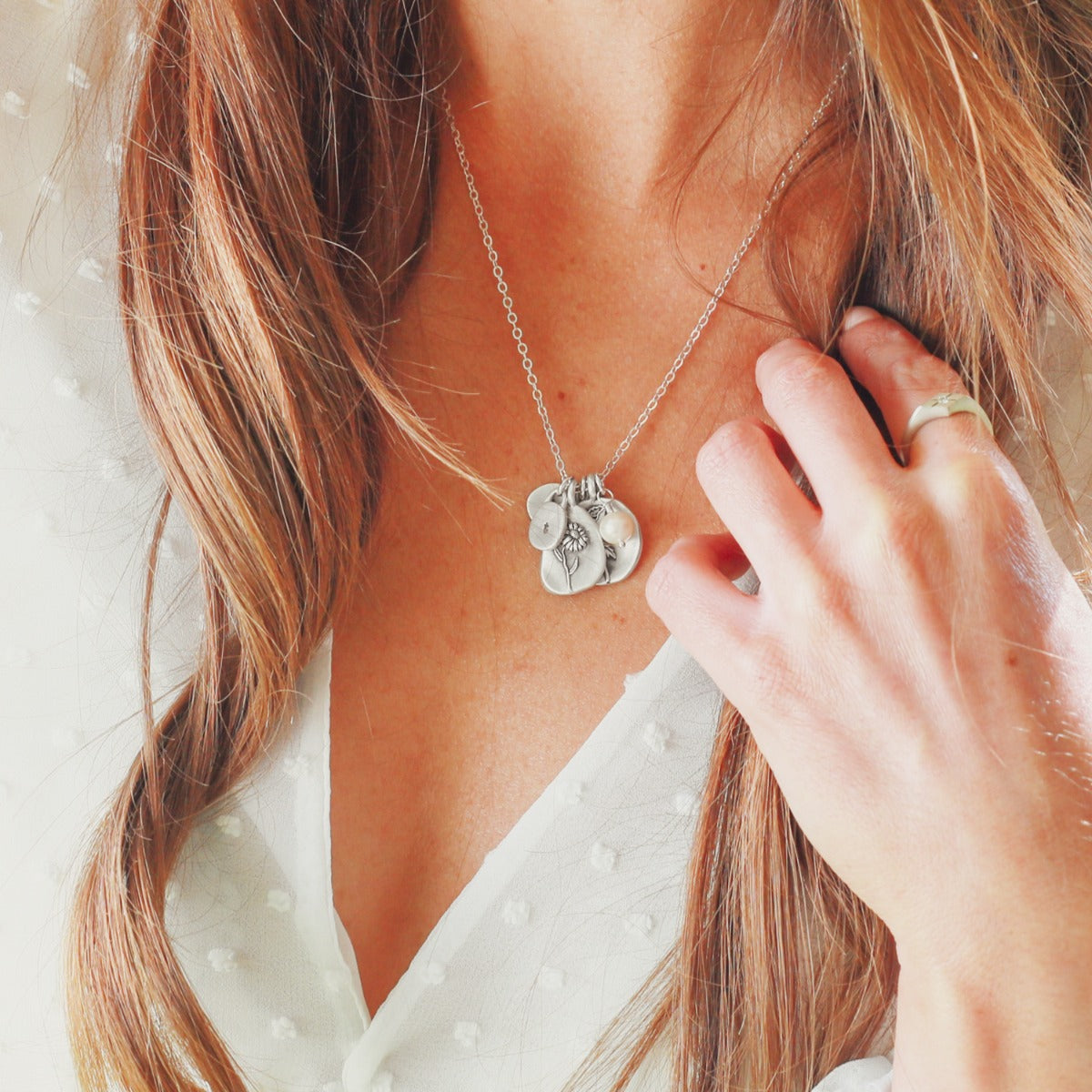 September Birth Flower Necklace (Sterling Silver)