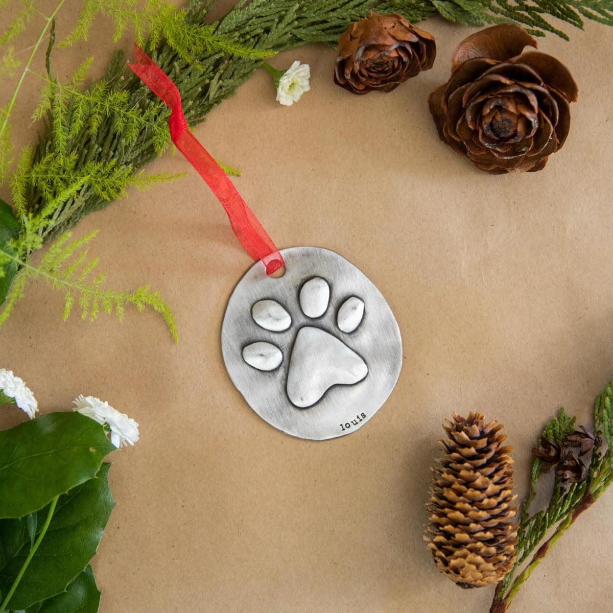 Furry Footprint Ornament (Pewter)