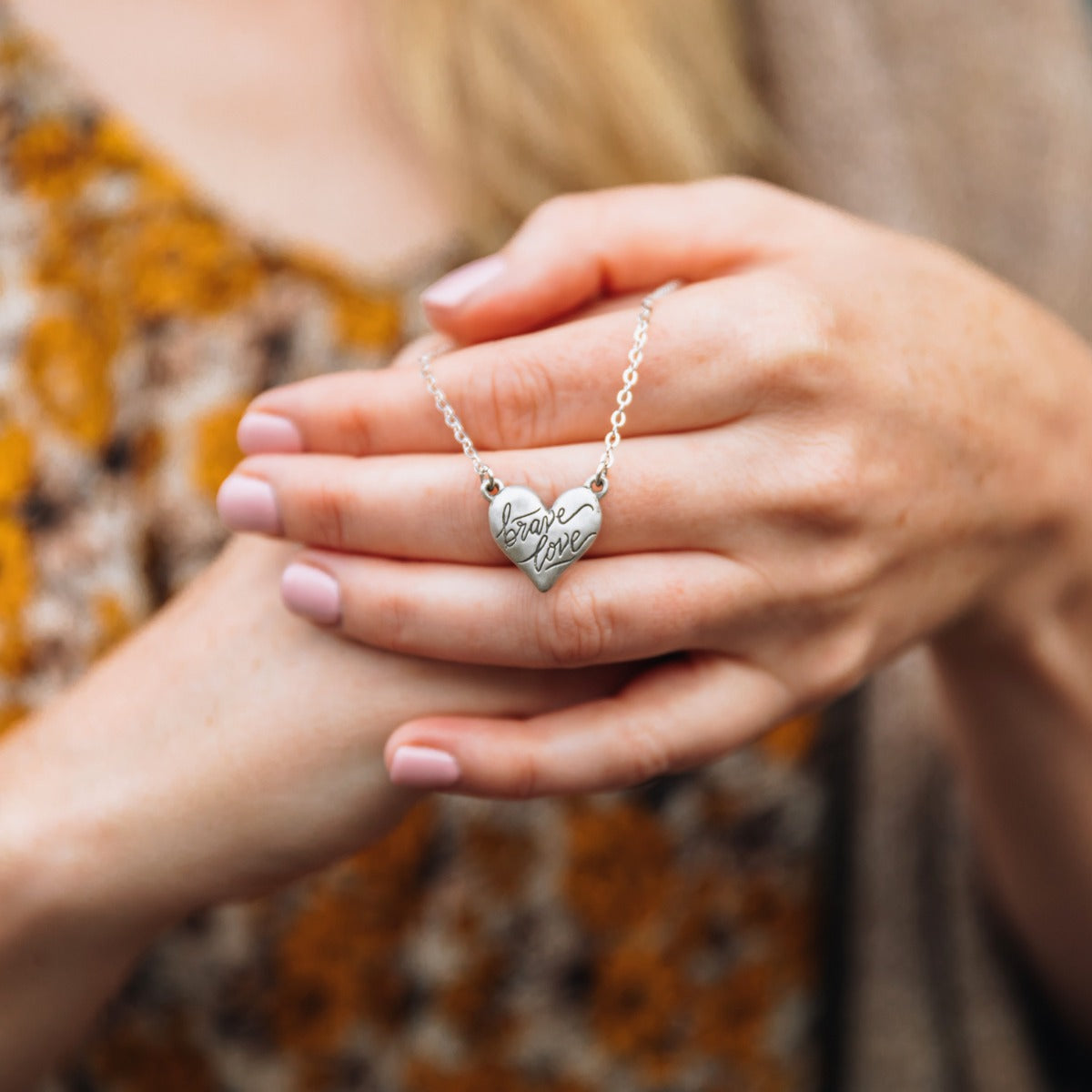 Brave Love® Emblem Necklace (Pewter)