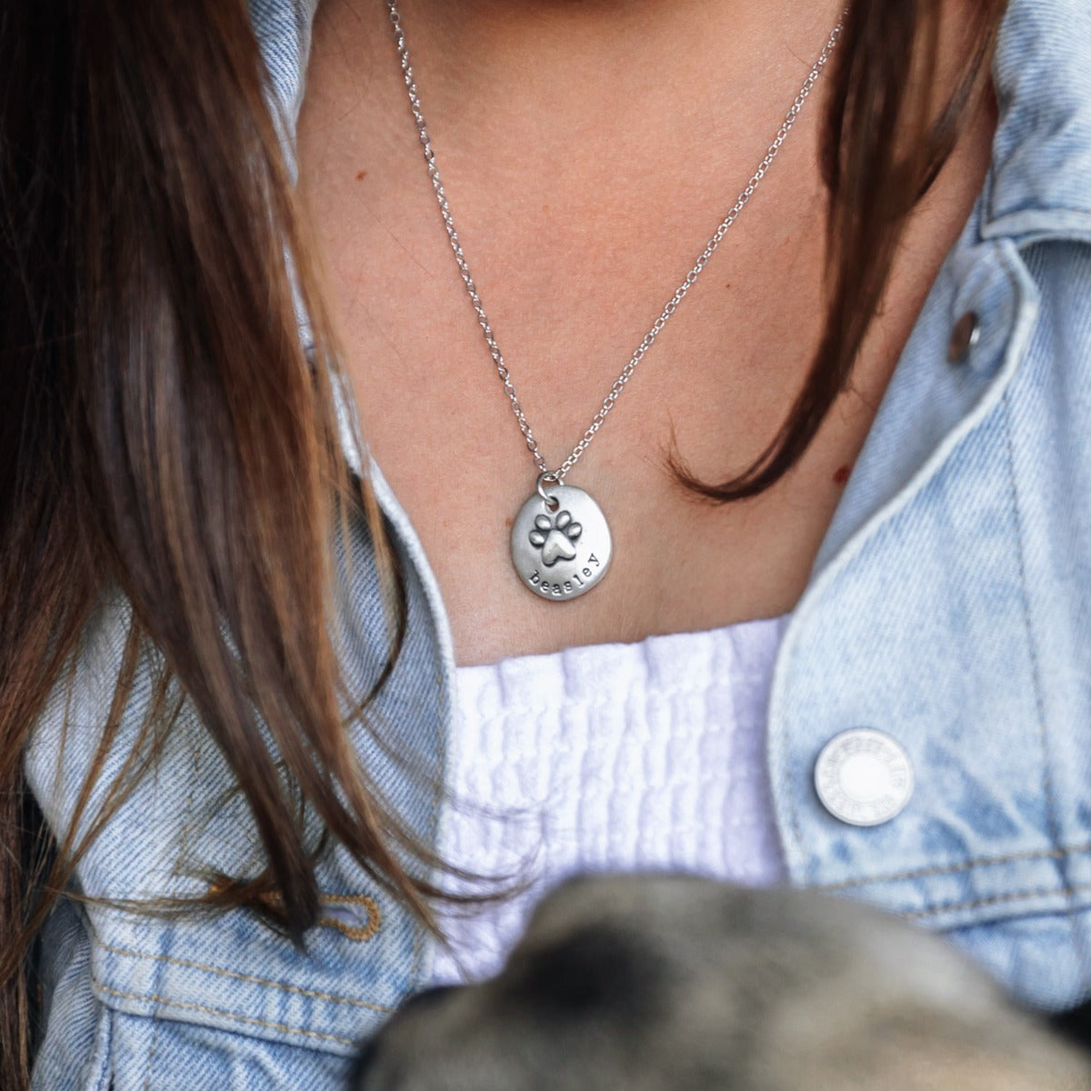 Furry Footprint Necklace (Sterling Silver)