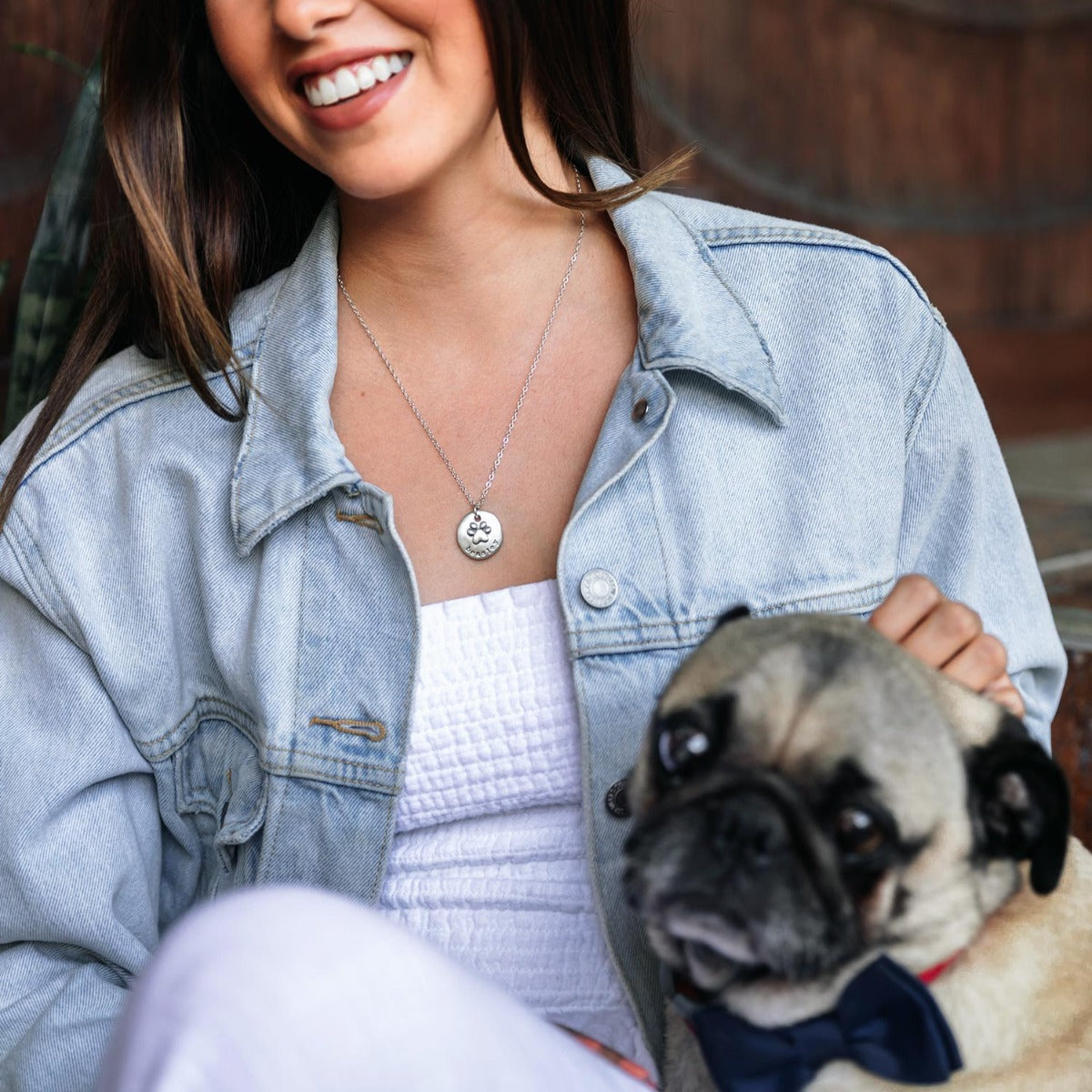 Furry Footprint Necklace (Pewter)