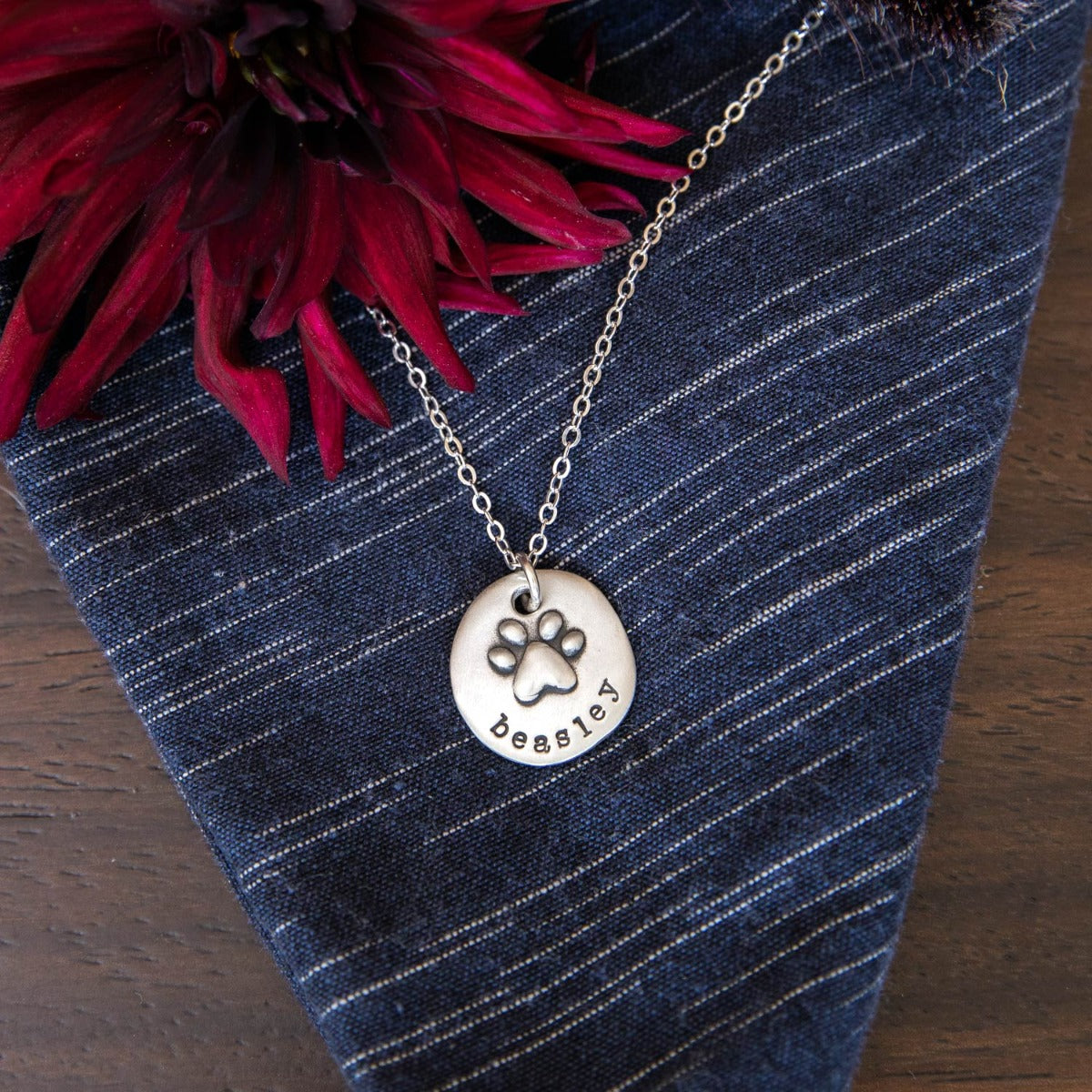Furry Footprint Necklace (Pewter)