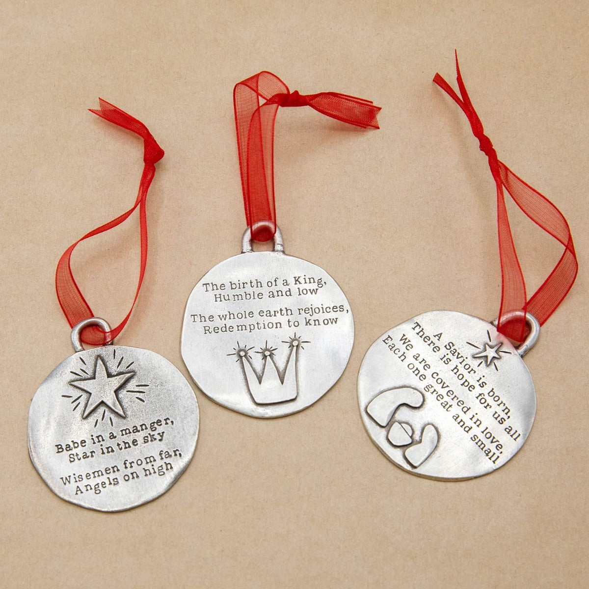 Babe In A Manger Ornament Set (Pewter)
