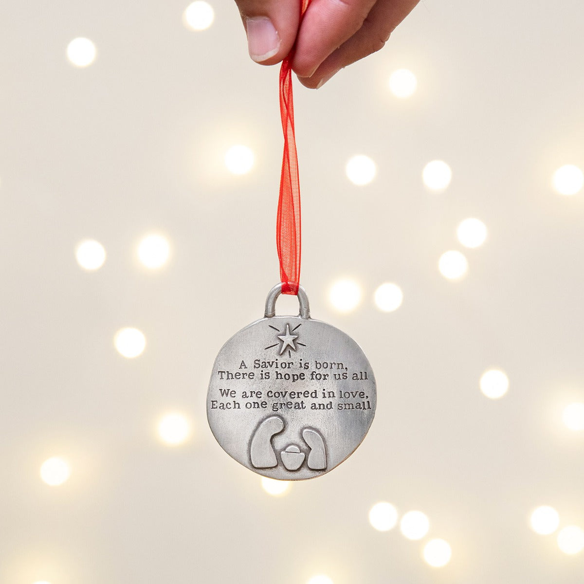 Babe In A Manger Ornament Set (Pewter)