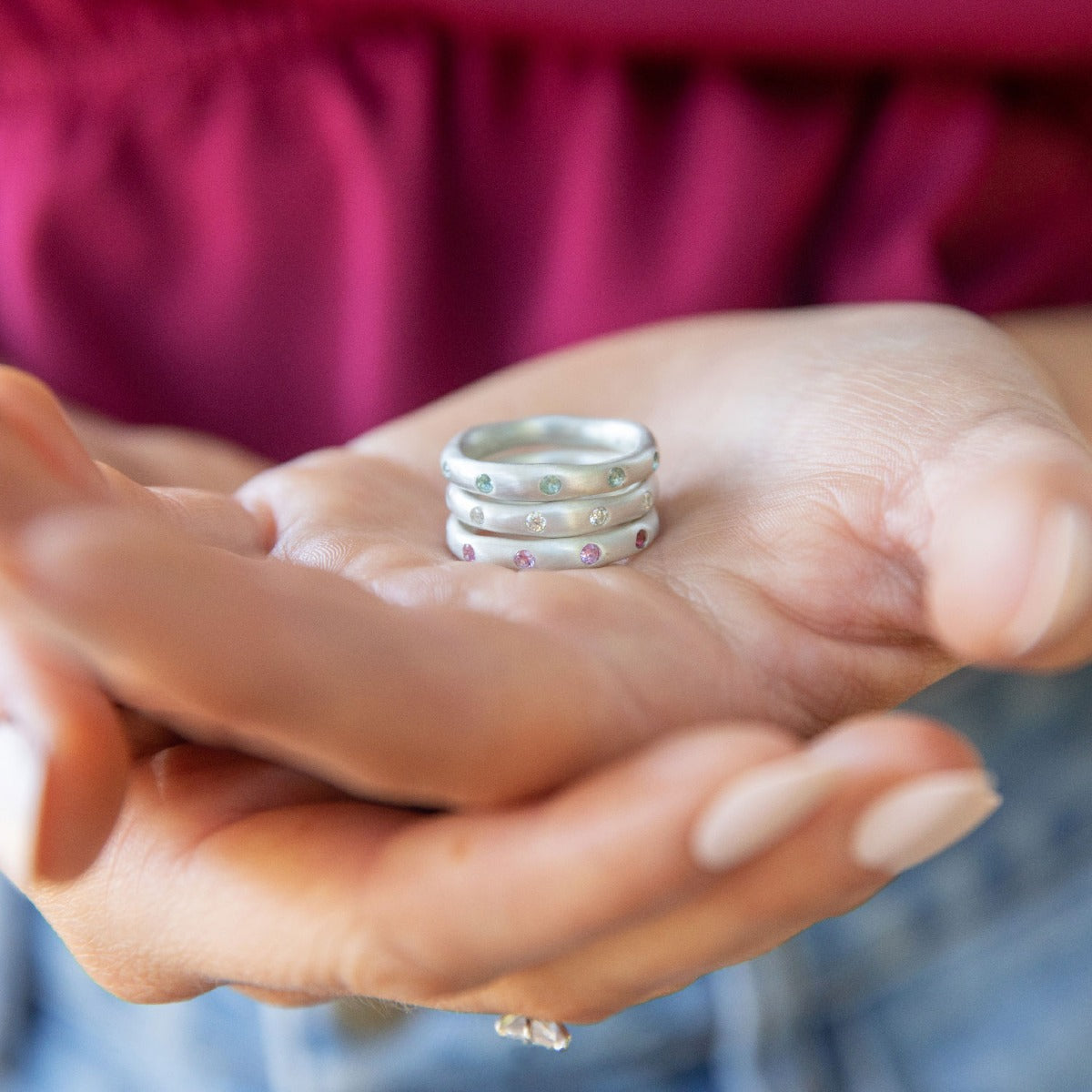 Stacking Birthstone Rings (sterling silver)