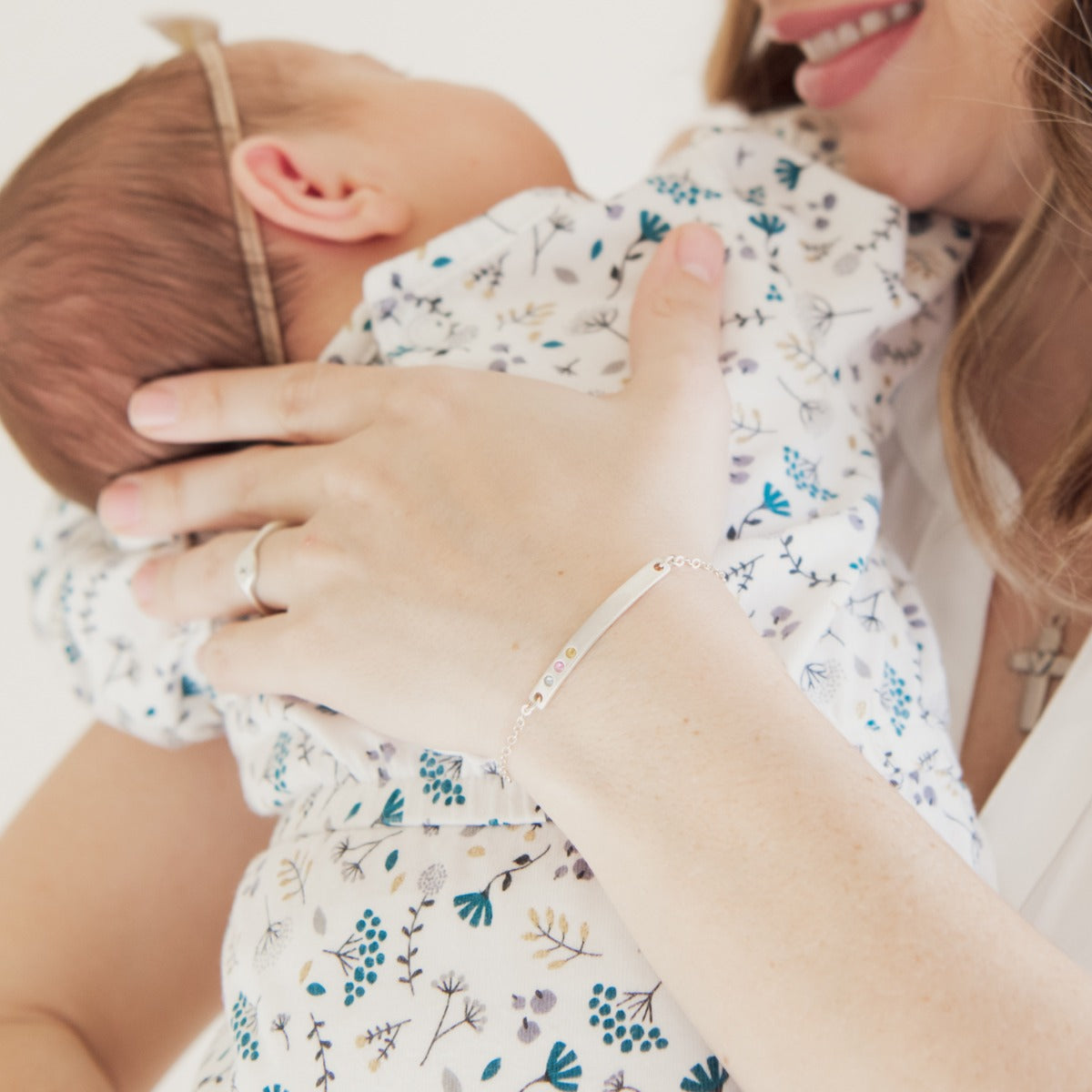 Cross Bar Birthstone Bracelet (Sterling Silver)