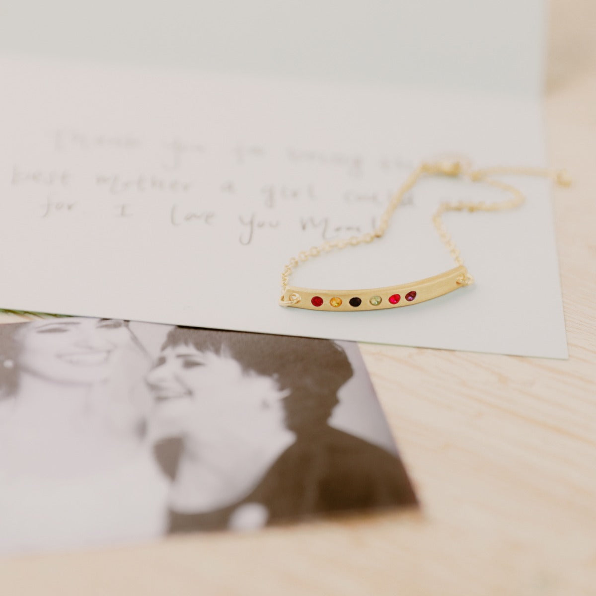 Cross Bar Birthstone Bracelet (9K Solid Gold)