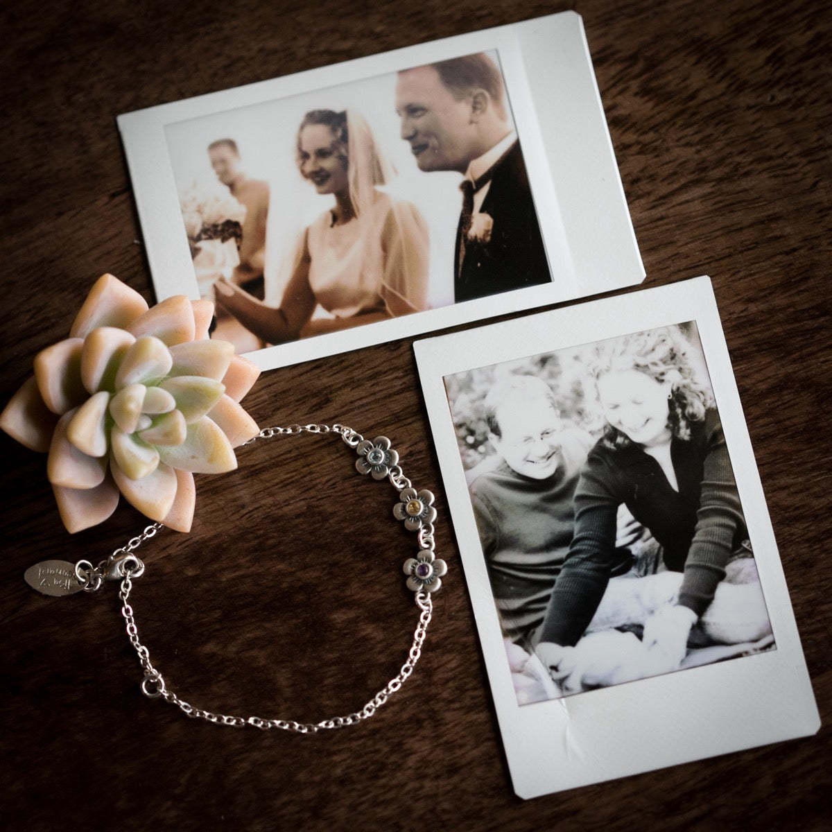 Mother's Birthstone Bloom Bracelet (Sterling Silver)