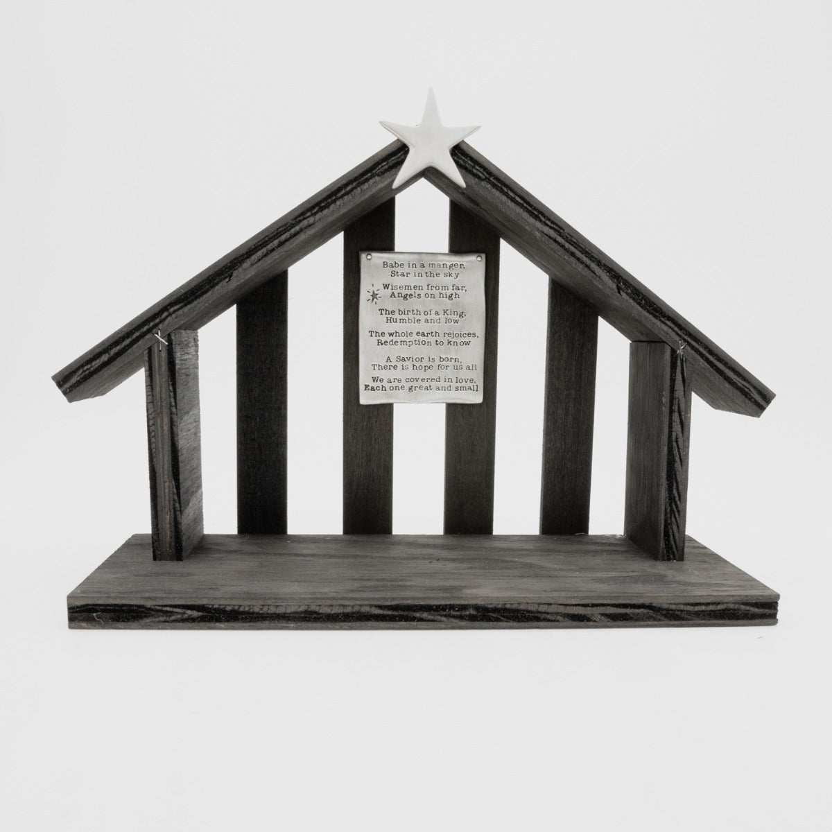 Nativity Wood Stable (Pewter)
