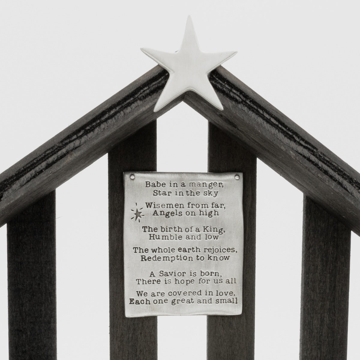 Nativity Wood Stable (Pewter)