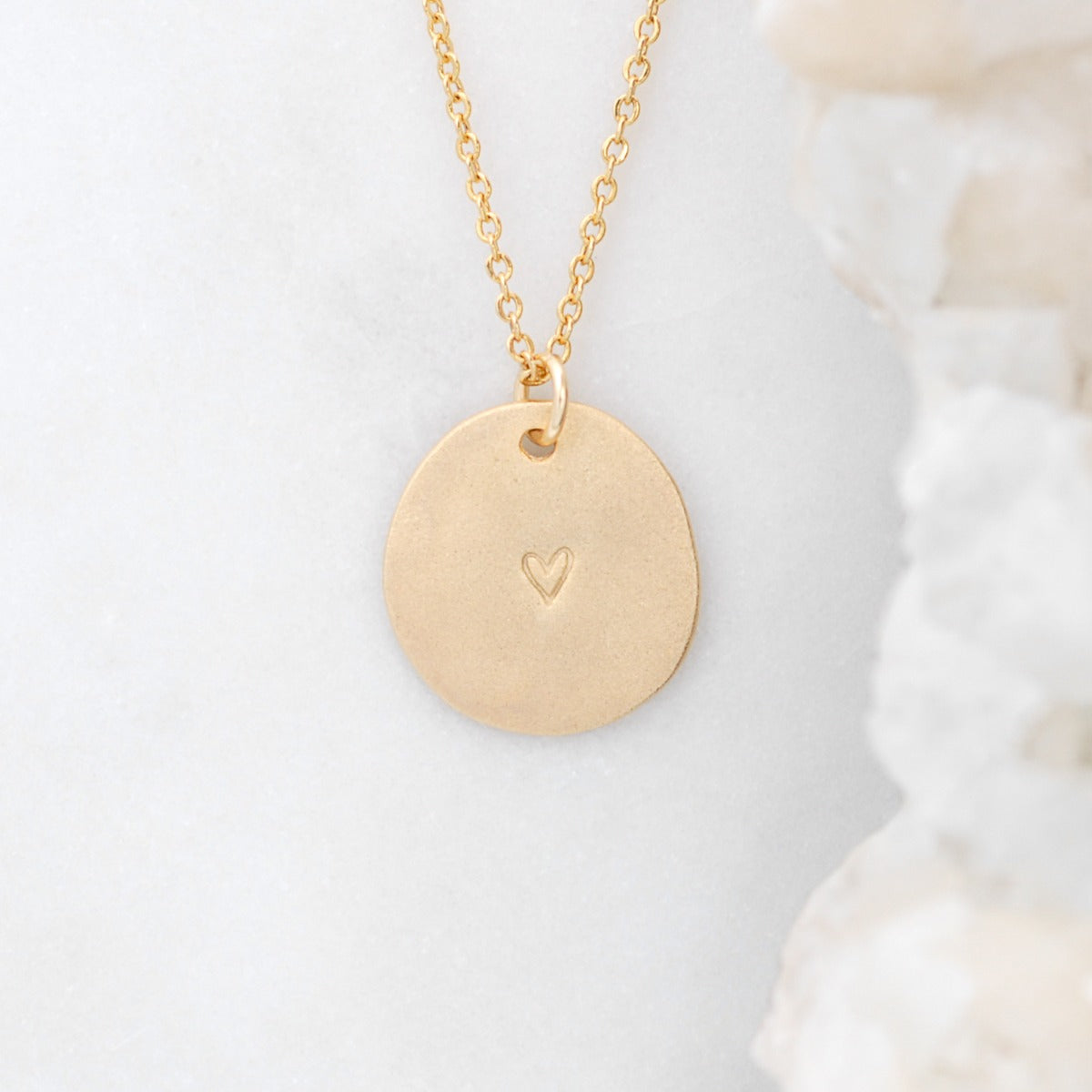 Small and Mighty Heart Disc Necklace (Gold Plated)
